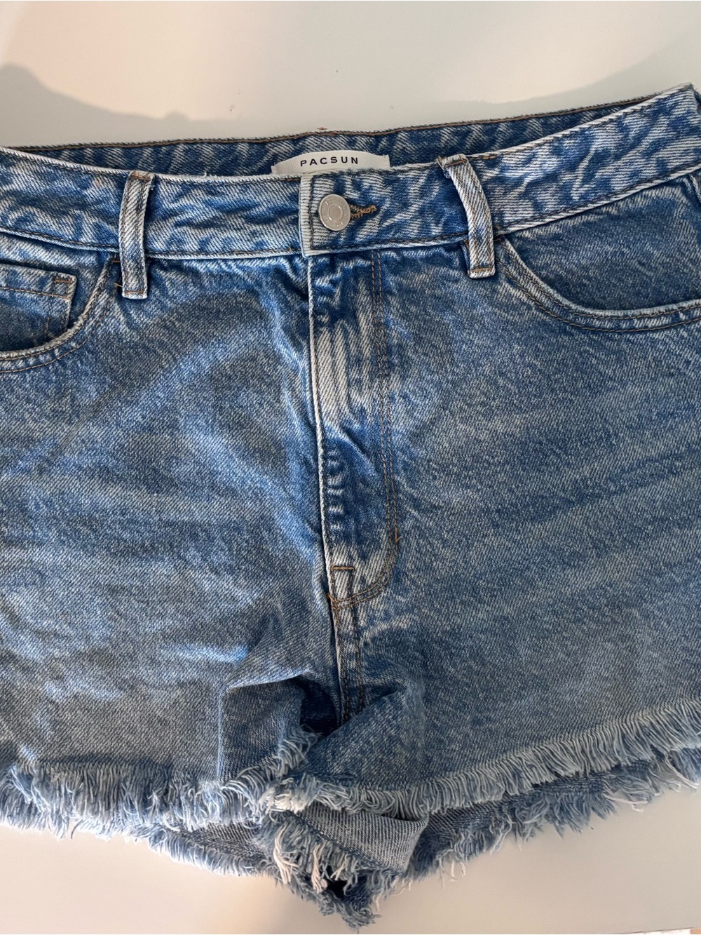 PacSun Light Blue Frayed Hem Denim Cutoff Shorts